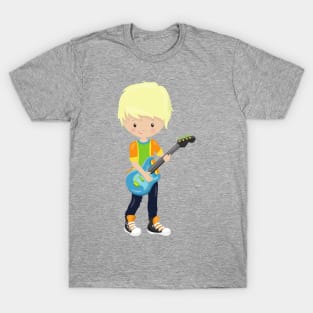 Rock Boy, Blond Hair, Guitar Player, Band, Music T-Shirt